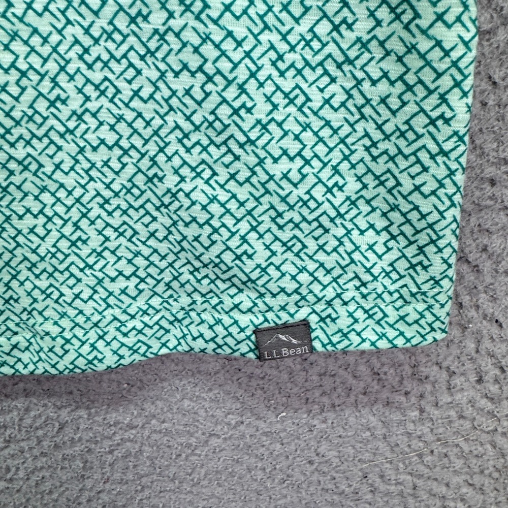 LL Bean Tank Top Womens L Green Geometric Print Sleeveless Split V-Neck Outdoor - Picture 3 of 8